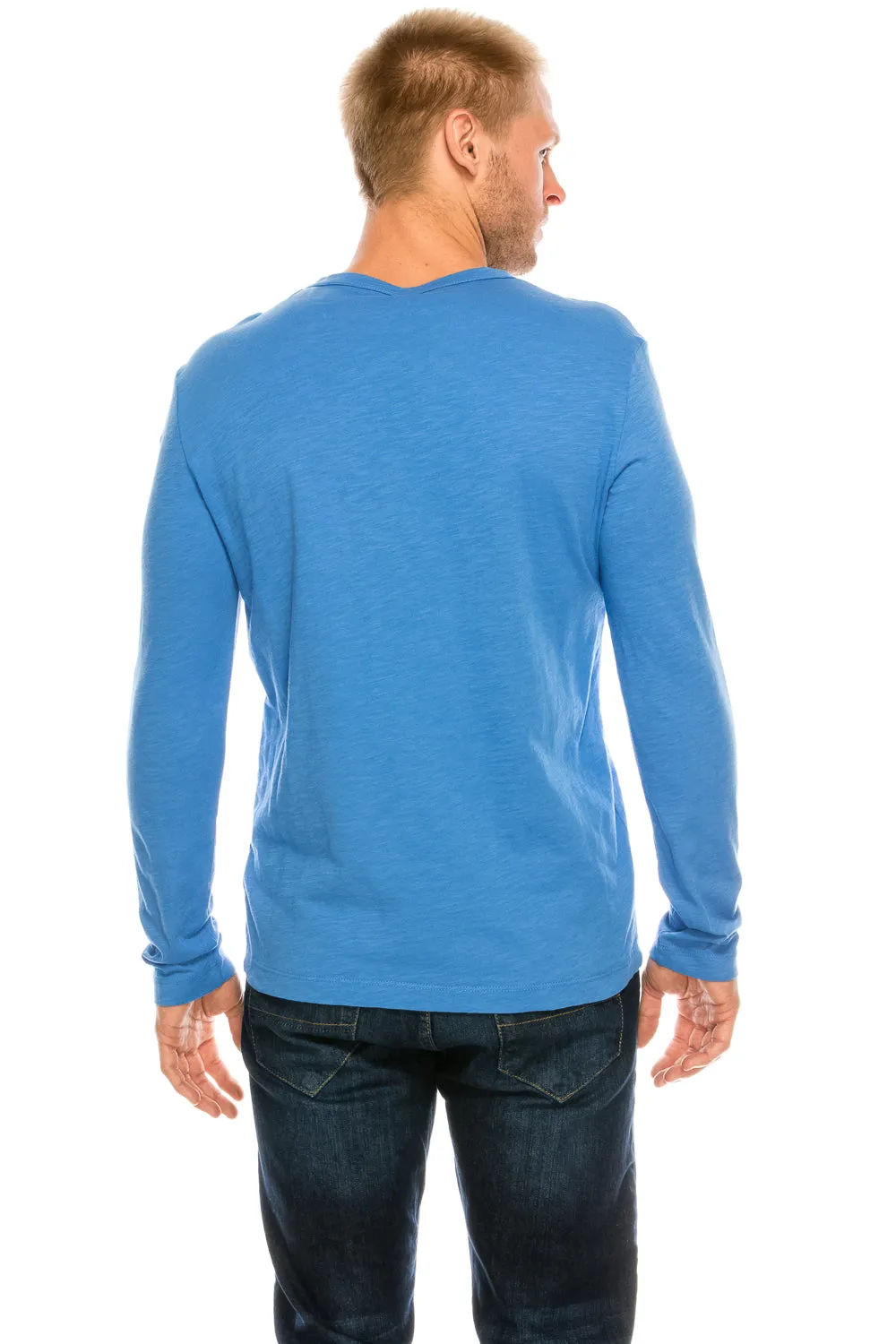 Garment-Dyed Slub Cotton Long Sleeve Crew Neck T-Shirt