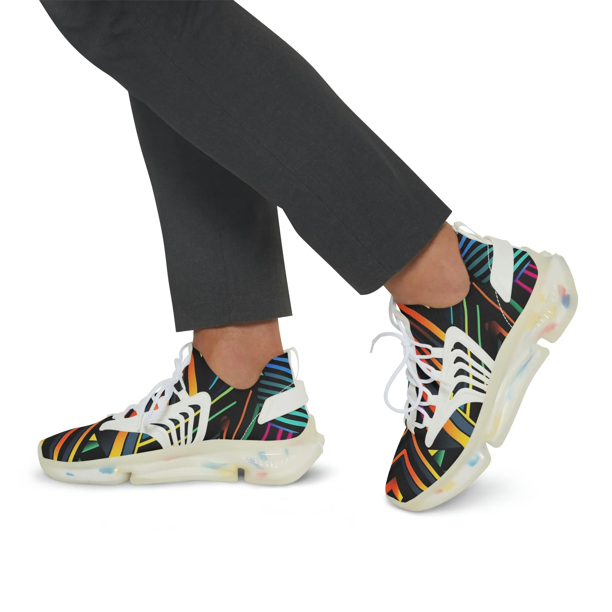 Geometric rainbow pattern Sneakers Mens Mesh Shoes