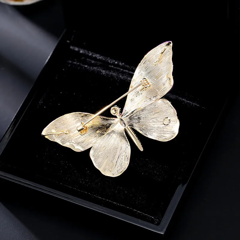 Gradient color butterfly brooch enamel glaze retro insect exquisite and elegant cheongsam coat jacket accessories