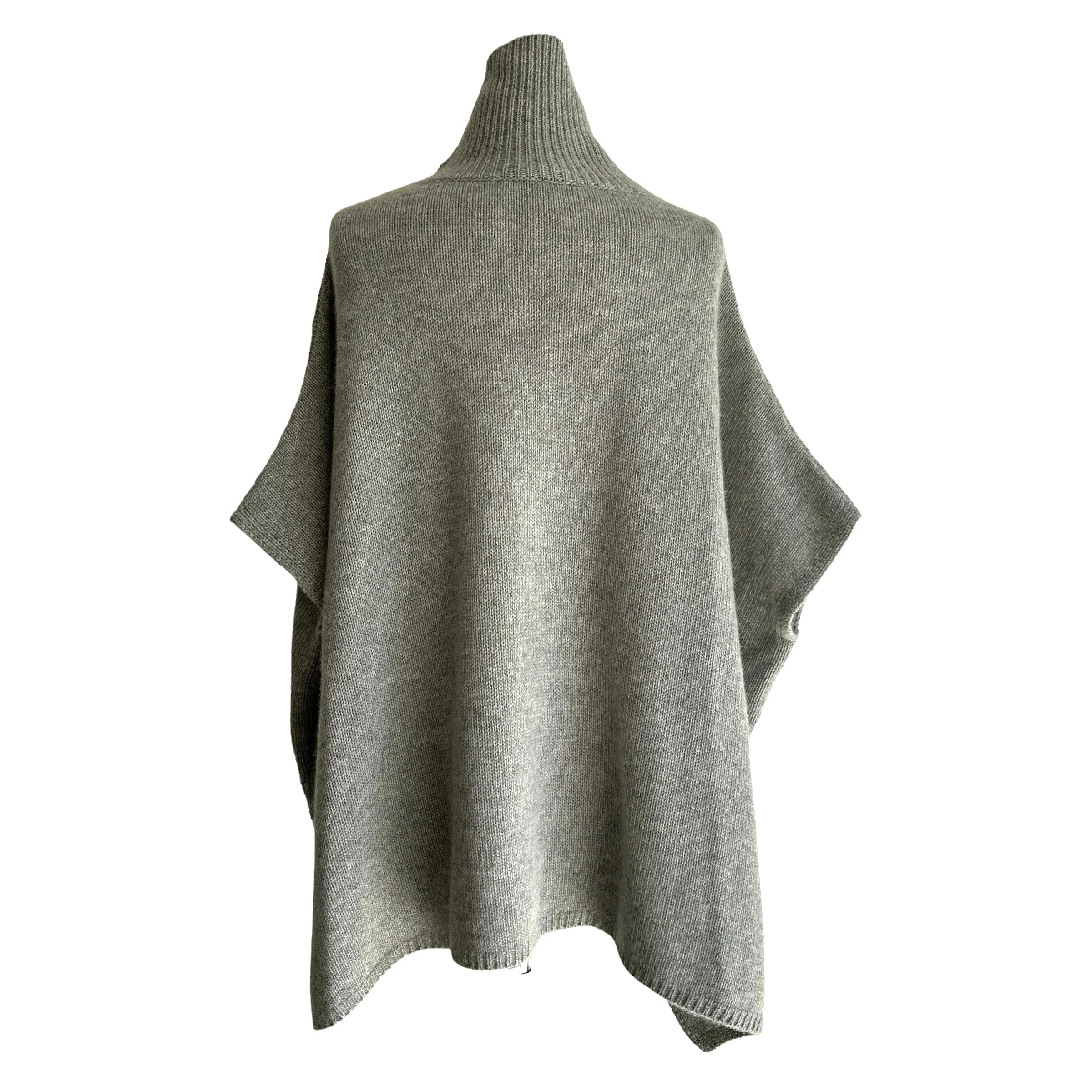 Grey Poncho with Lace - XS