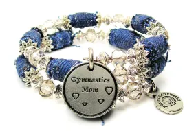 Gymnastics Mom Blue Jean Beaded Wrap Bracelet