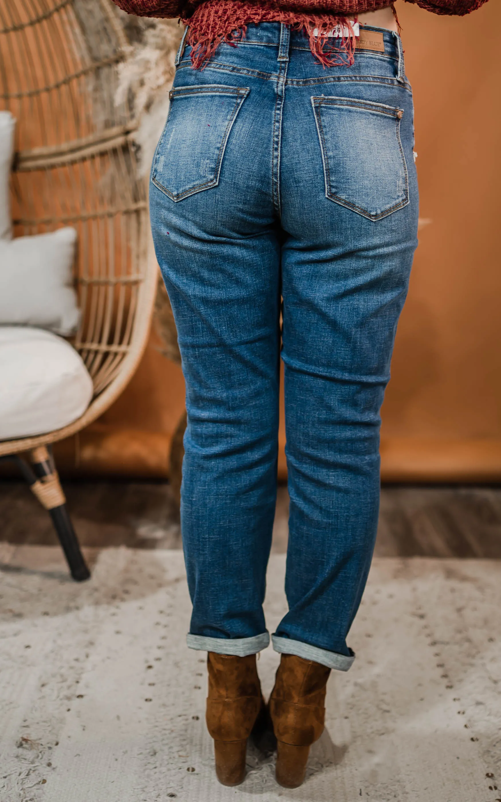 Haily Gail Judy Blue Thermal Patch Boyfriend Jeans - Final Sale