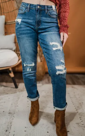 Haily Gail Judy Blue Thermal Patch Boyfriend Jeans - Final Sale