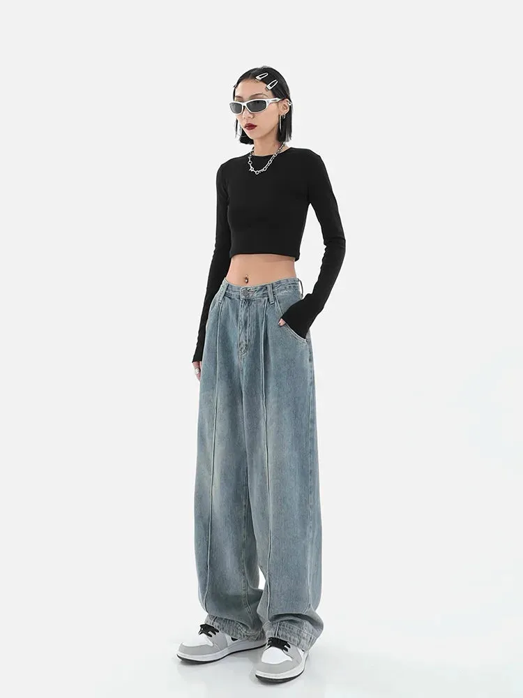 Harajuku Wash Denim Baggy High Street Wide Leg Jeans