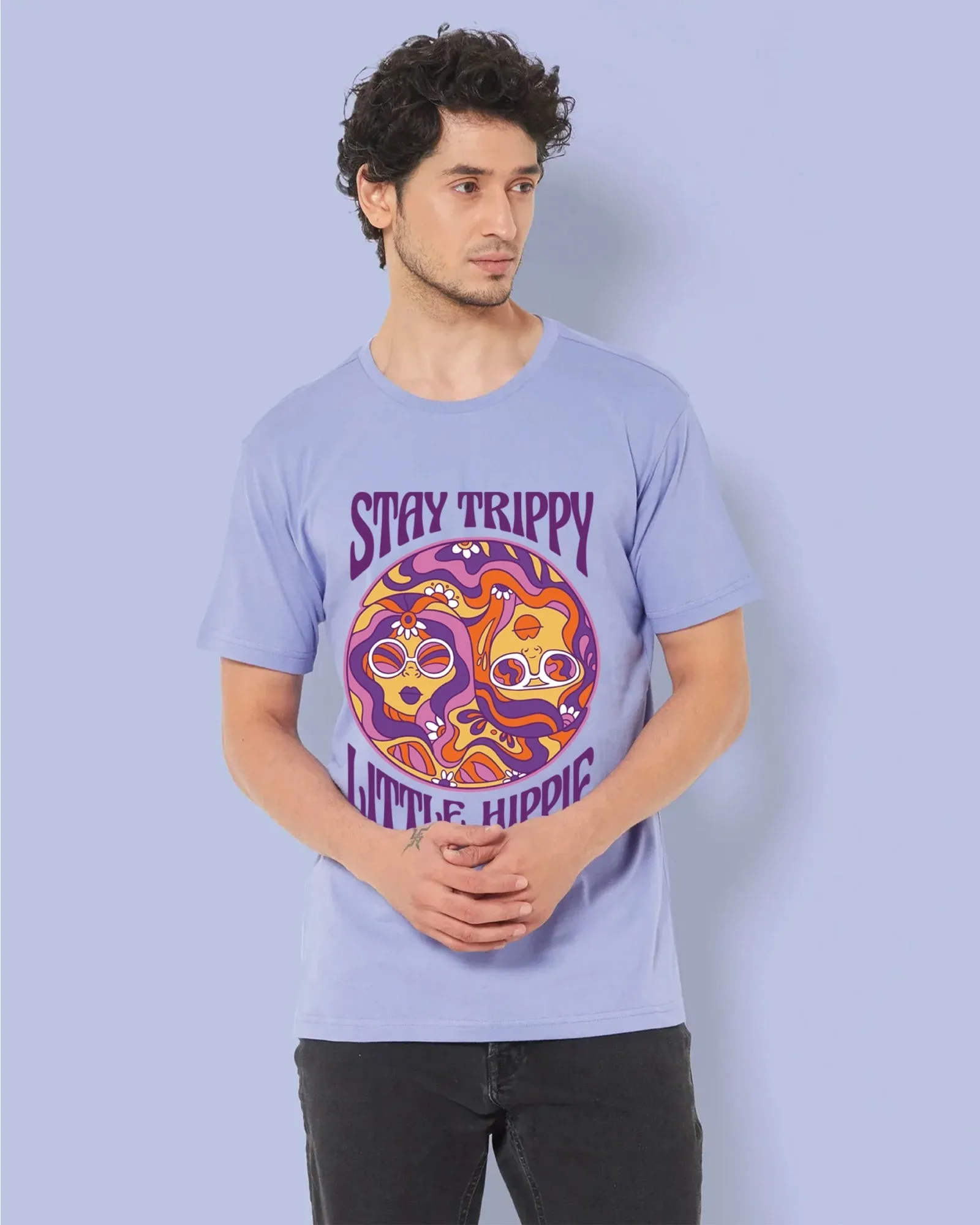 Hippie Trippy Crew Neck: Periwinkle