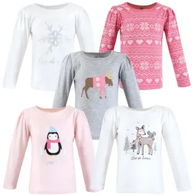 Hudson Baby Long Sleeve T-Shirts, Girl Winter Animals