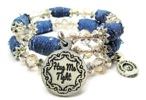 Hug Me Tight Blue Jean Beaded Wrap Bracelet