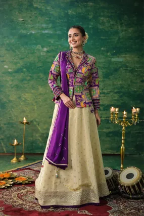 Imperial Purple Embroidered Premium Silk Lehenga Set