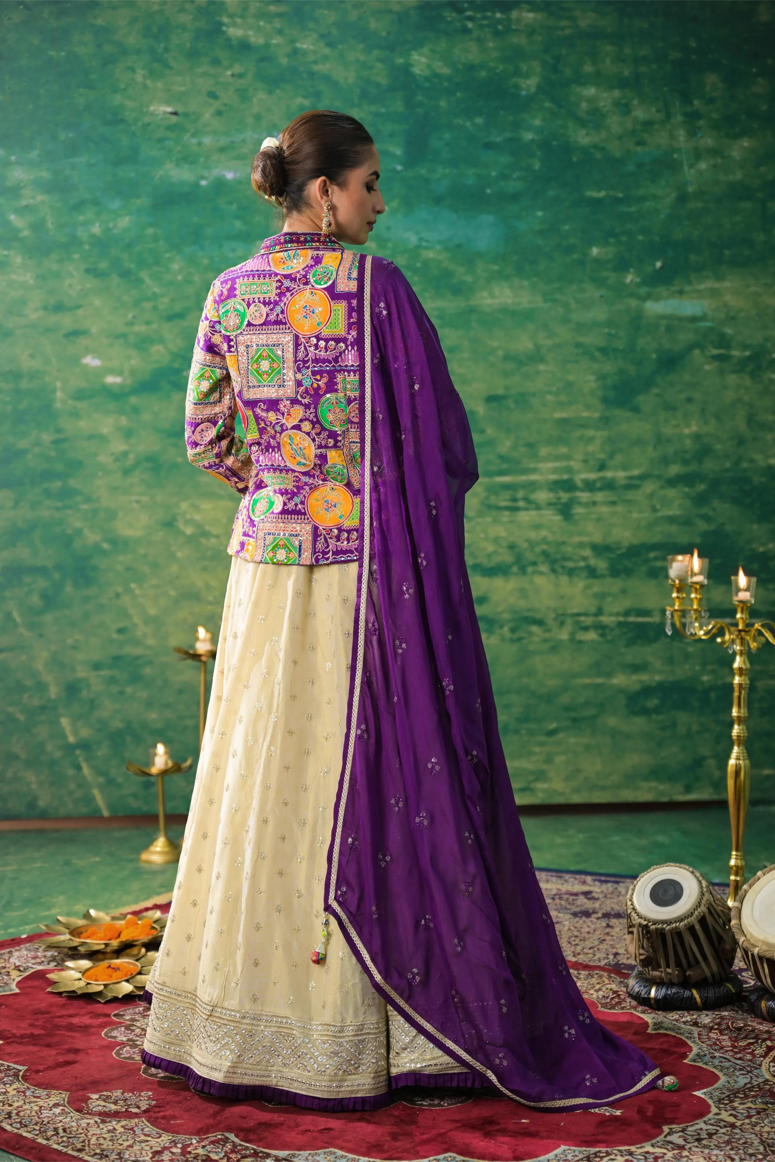 Imperial Purple Embroidered Premium Silk Lehenga Set