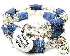 In Loving Memory Of My Dad Blue Jean Beaded Wrap Bracelet