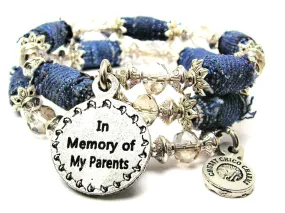 In Memory Of My Parents Blue Jean Beaded Wrap Bracelet