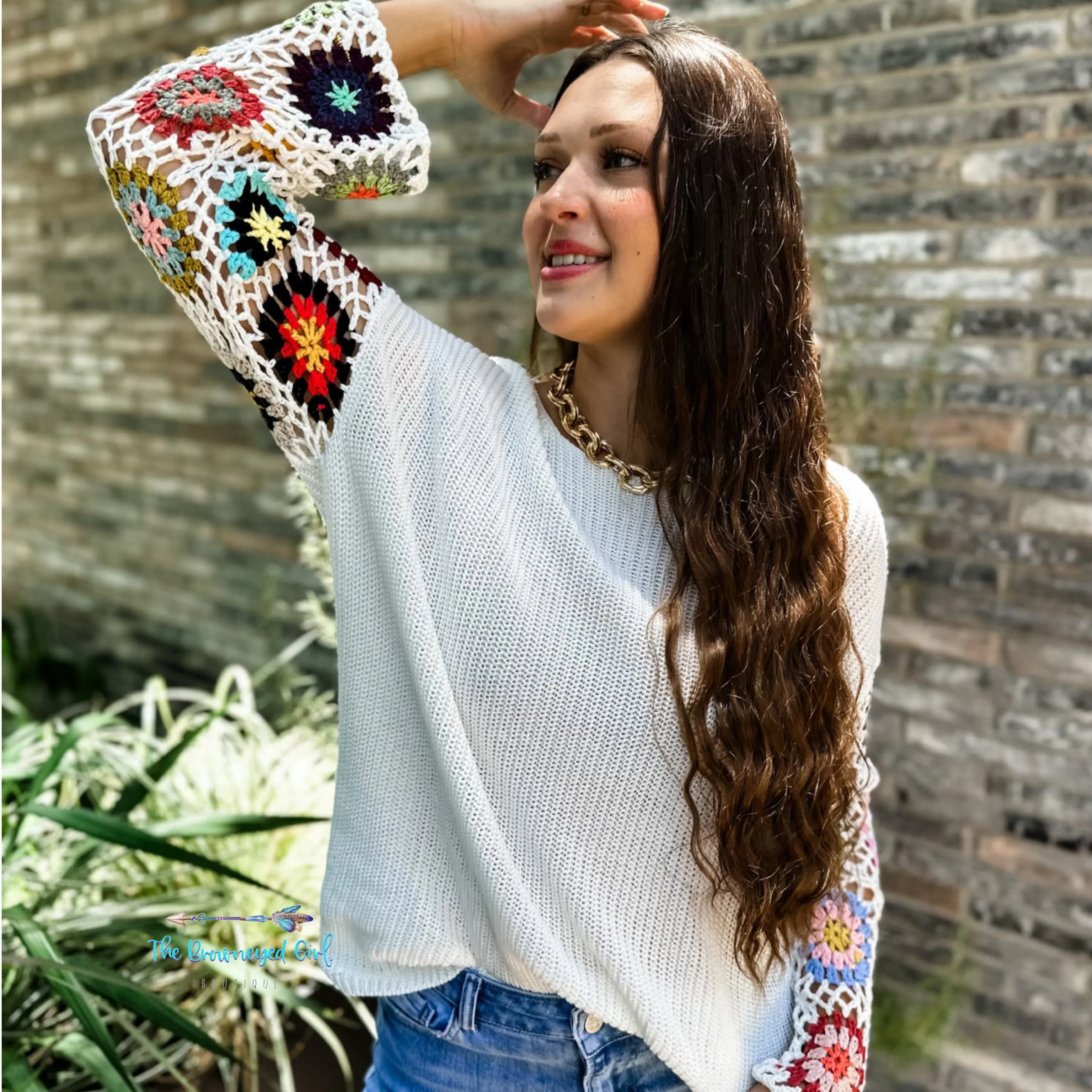 Indie Crochet Sweater Top no