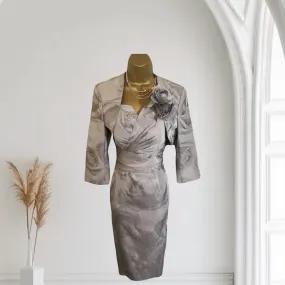 ISPIRATO Silver Grey Floral Special Occasion Outfit UK 8 US 4 EU 36