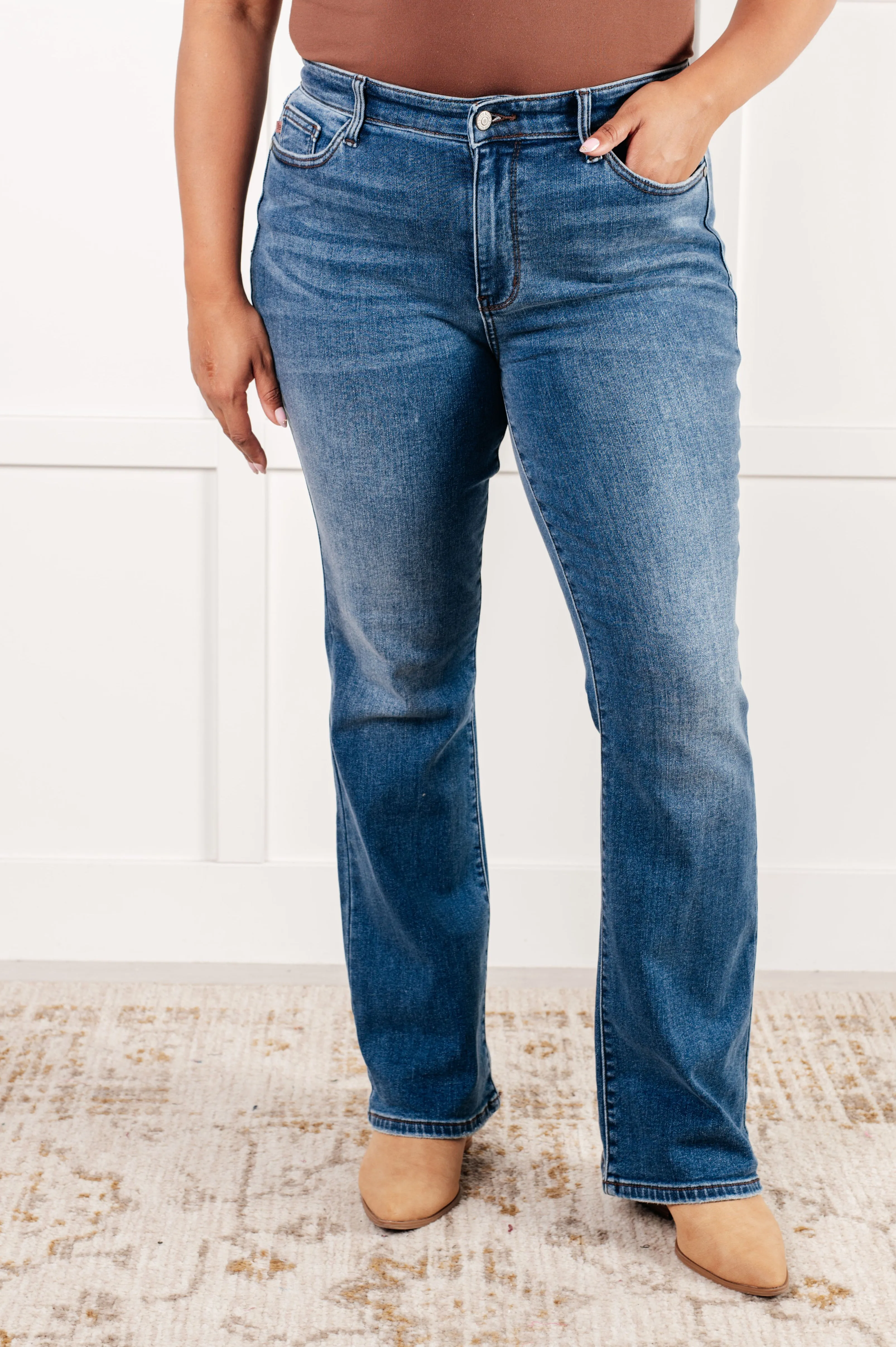 Judy Blue Hannah Mid Rise Thermal Bootcut Jeans