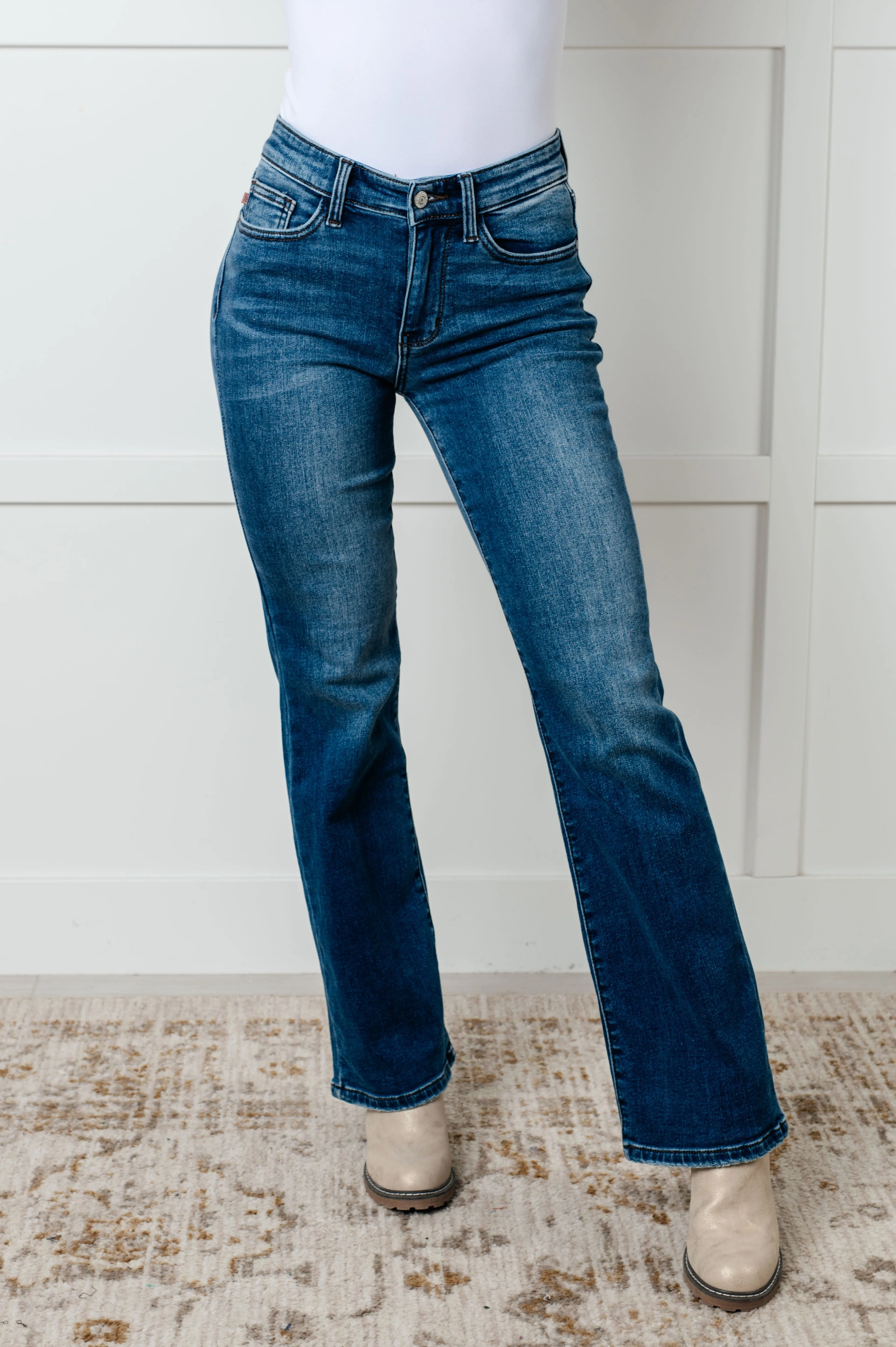 Judy Blue-Hannah Mid Rise Thermal Bootcut Jeans