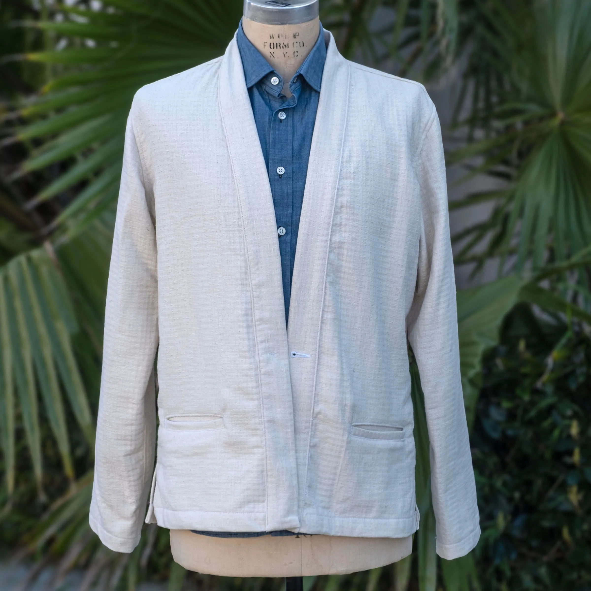 Kamigata Jacket in Natural Undyed Stitchwork Sashiko Sz 34