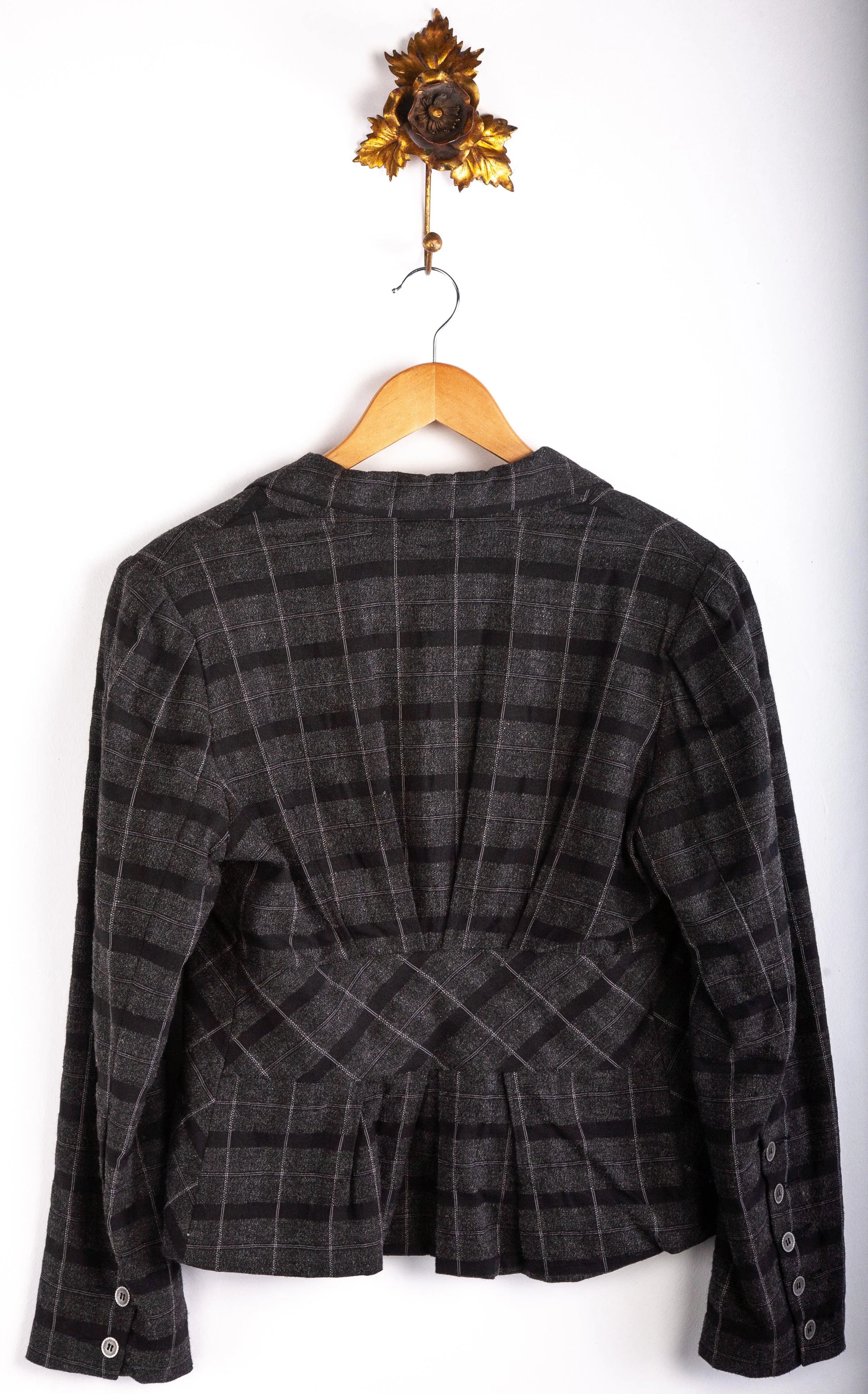 Karen Cole Wool Mix Jacket Grey and Black Check Size M