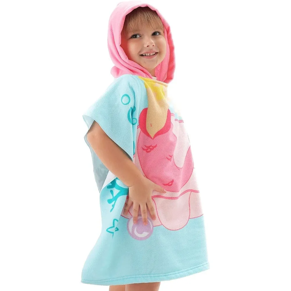 Kids Hooded Soft Microfiber Poncho Towel