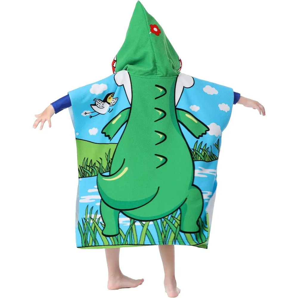 Kids Hooded Soft Microfiber Poncho Towel