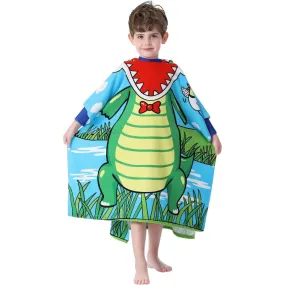 Kids Hooded Soft Microfiber Poncho Towel