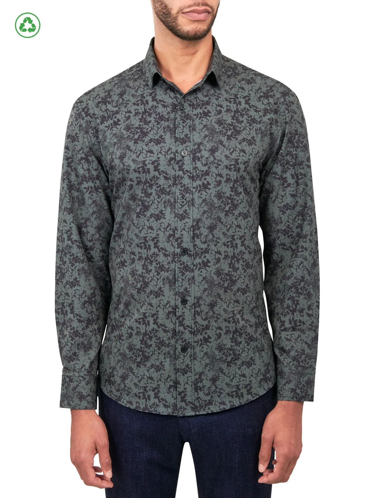 Leaf Print Long Sleeve Shirt