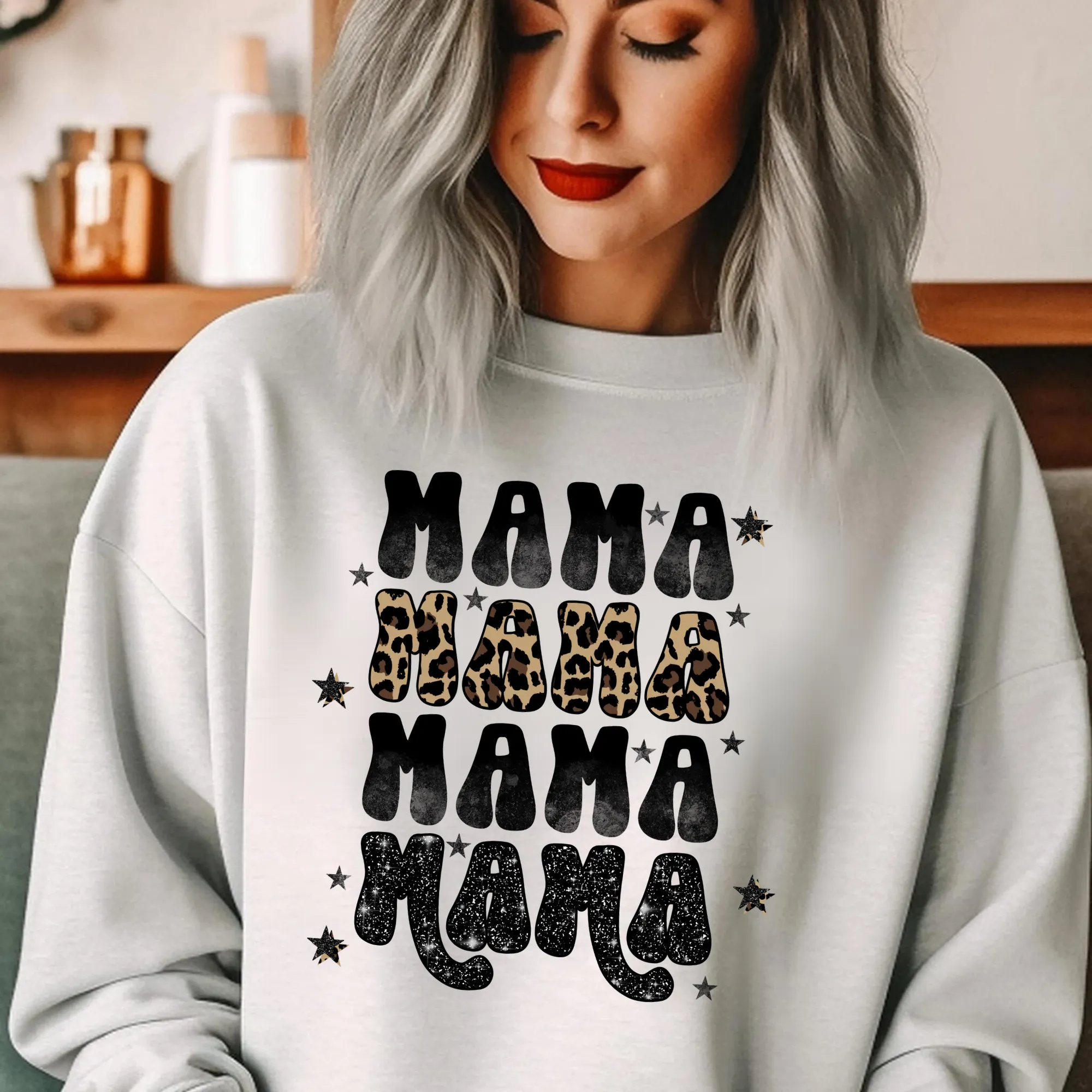 Leopard Print Mama Sweatshirt Crewneck