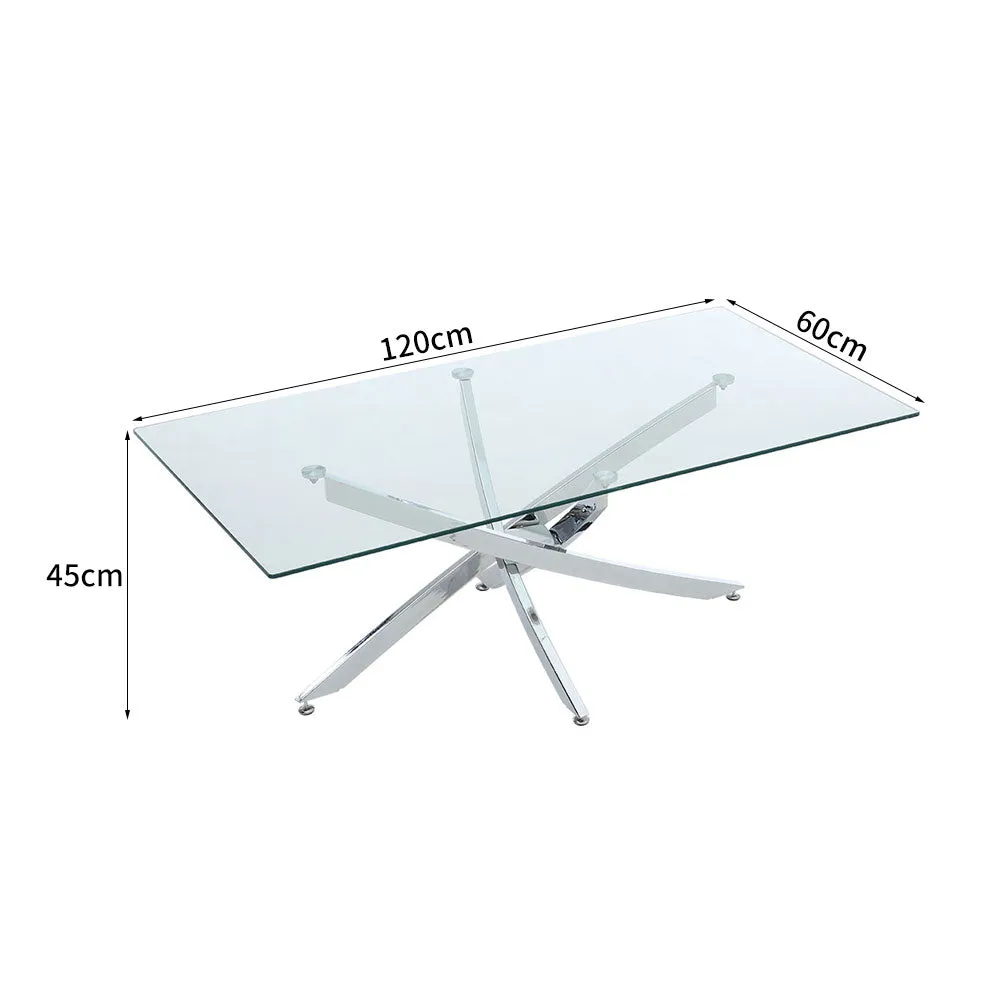 Living Room Coffee Table Glass Top End Table Modern Metal Frame Console Table