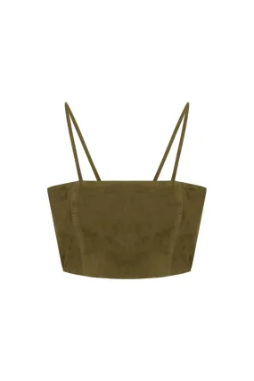 Livy Metis Suede Leather Bra - Khaki