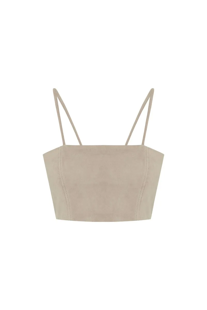 Livy Metis Suede Leather Bra - Vison