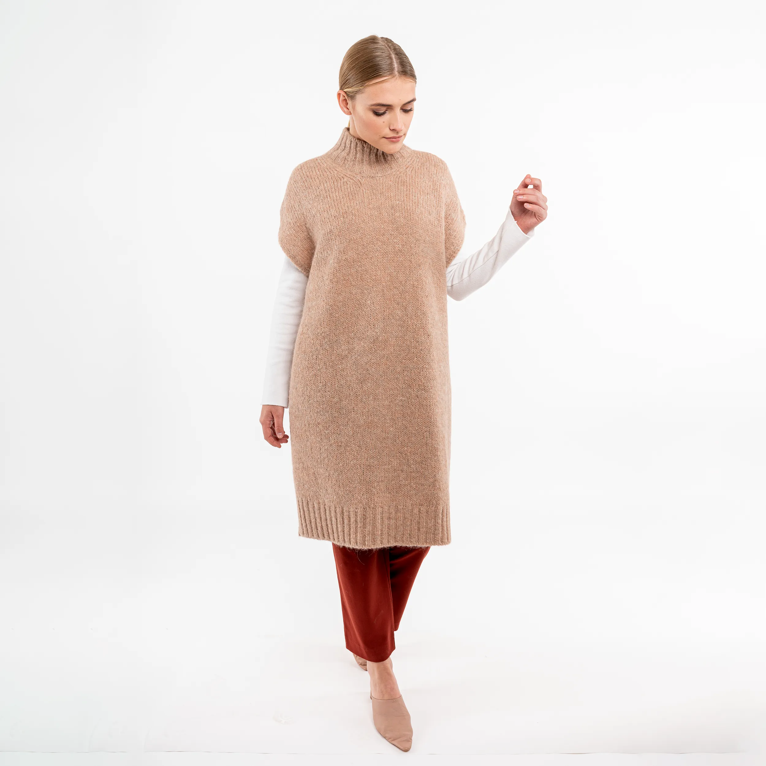 Long Turtle-Neck Baby Alpaca Poncho