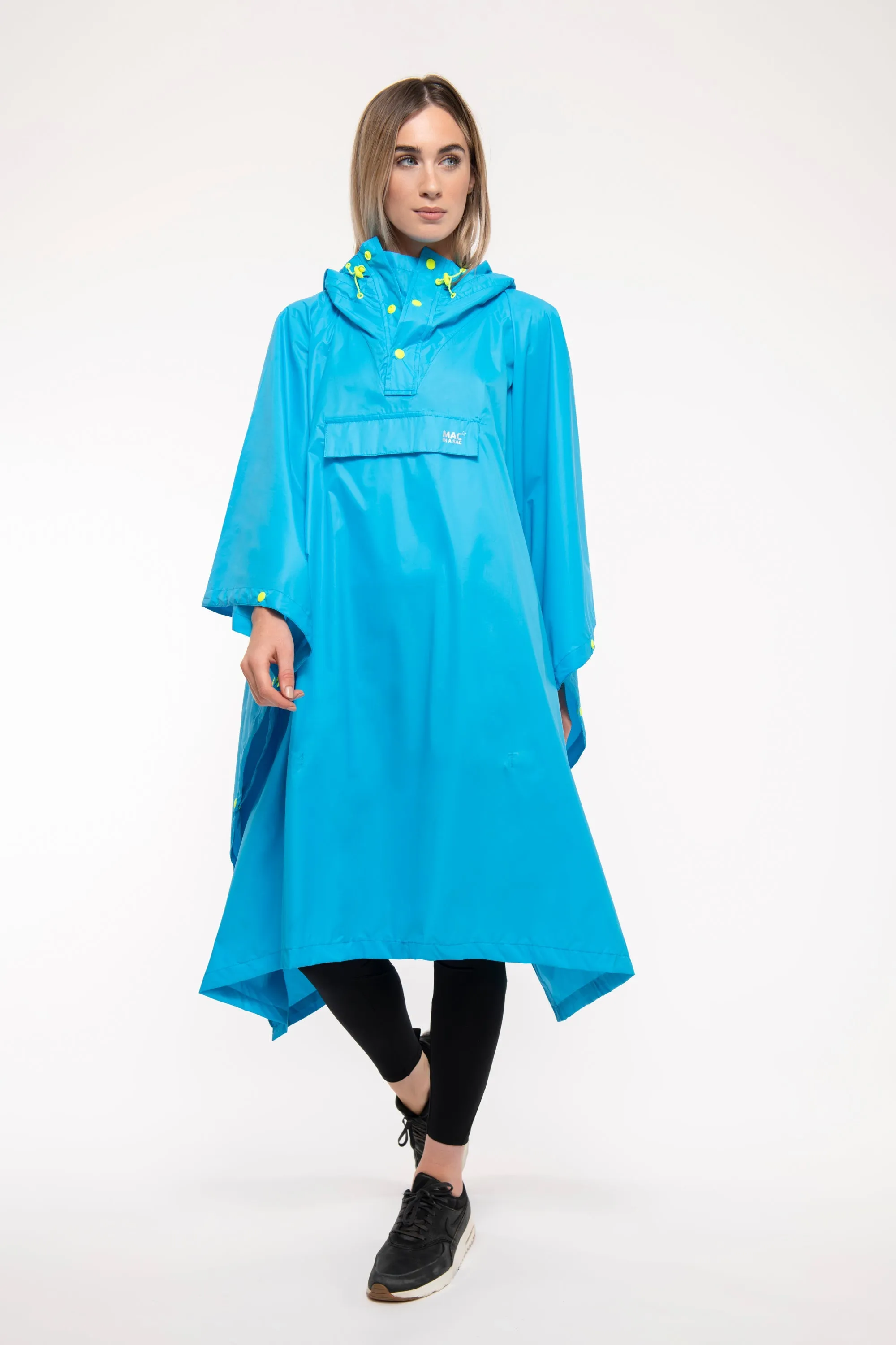 Mac In A Sac Packable Waterproof Unisex Poncho - Neon Blue