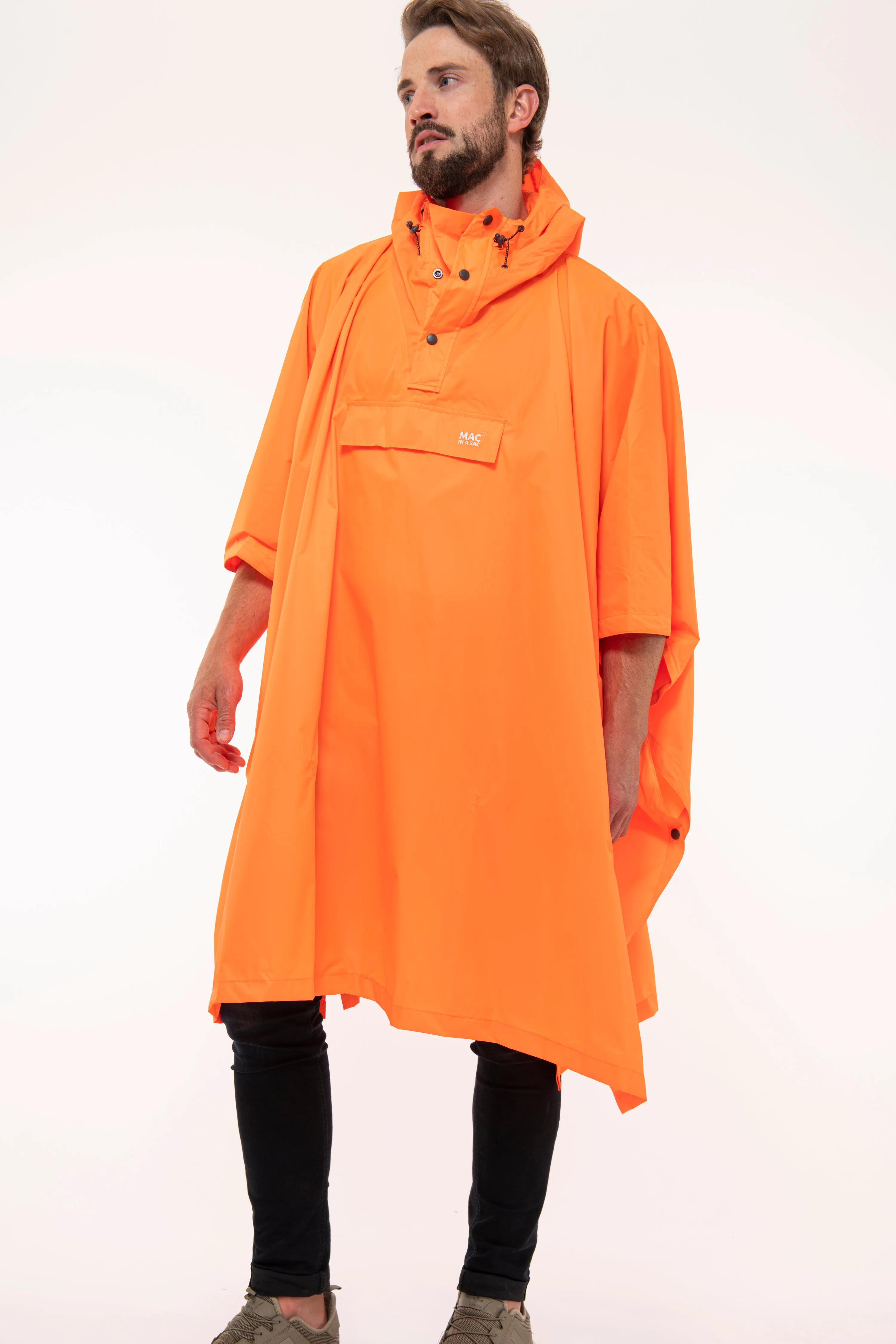 Mac In A Sac Packable Waterproof Unisex Poncho - Neon Orange