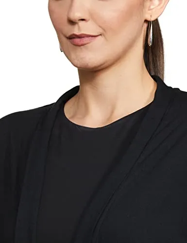 Max Women's Polyester Blend Round neck Shrug Sweater (SHRUG2501_Black_XS)