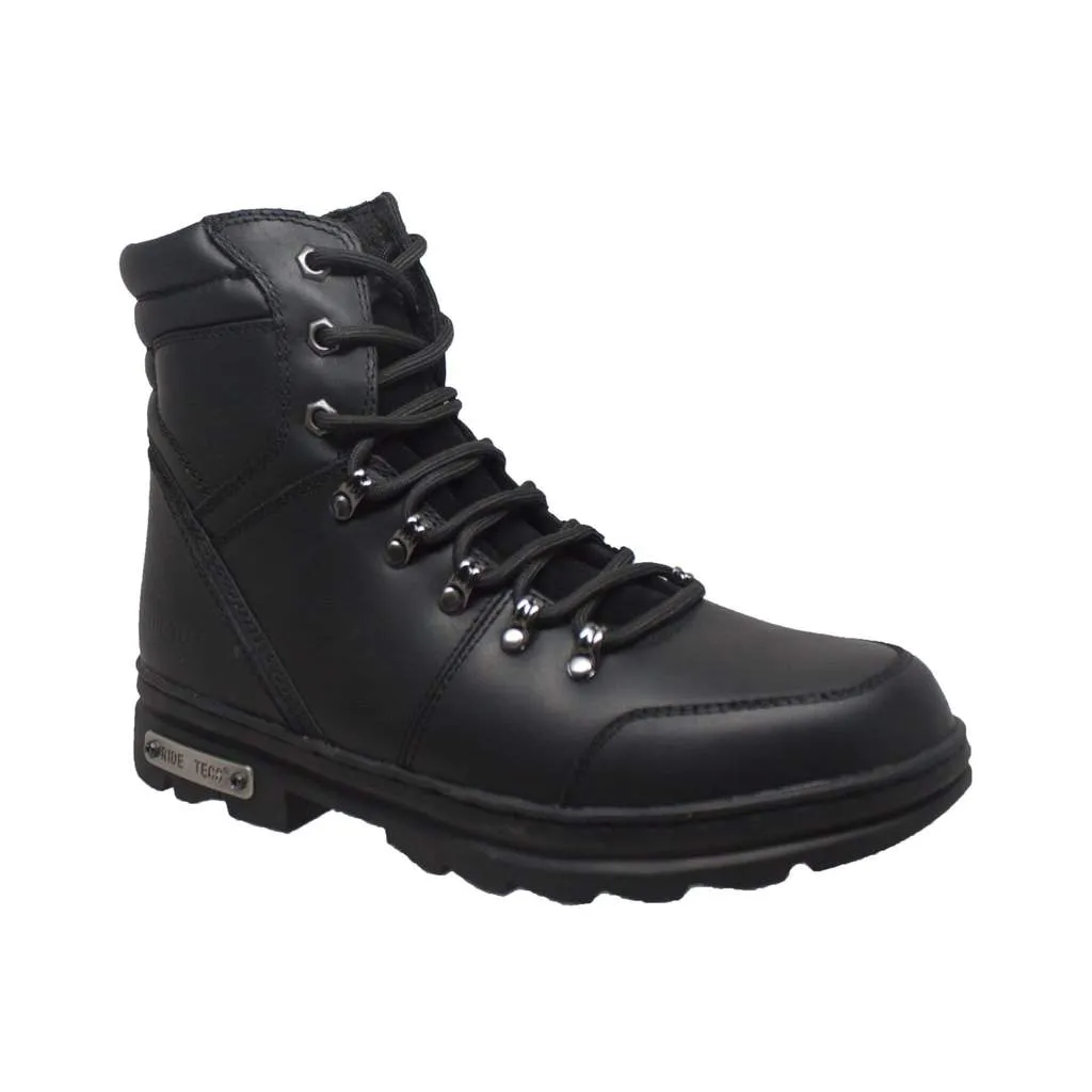 Men's 6" Reflective Biker Black Leather Boots