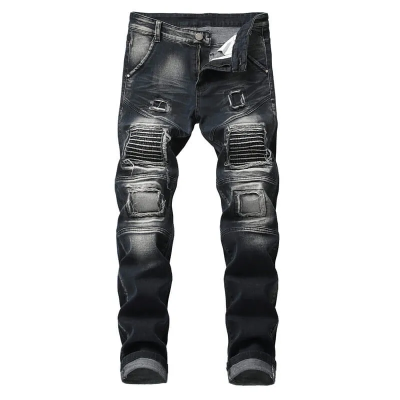 Men's Urban Straight Pants Motorcycle Jeans New Mid Waisted Jeans