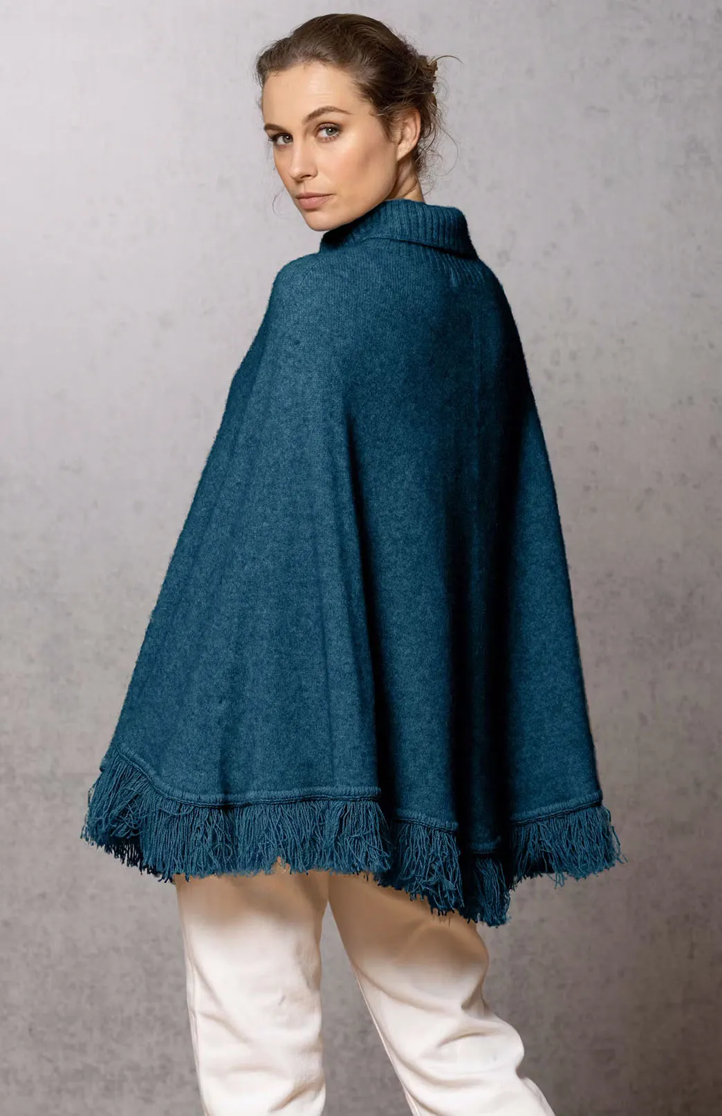 Merino & Possum Fringed Poncho