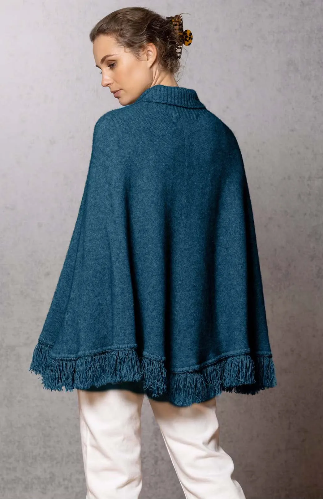 Merino & Possum Fringed Poncho