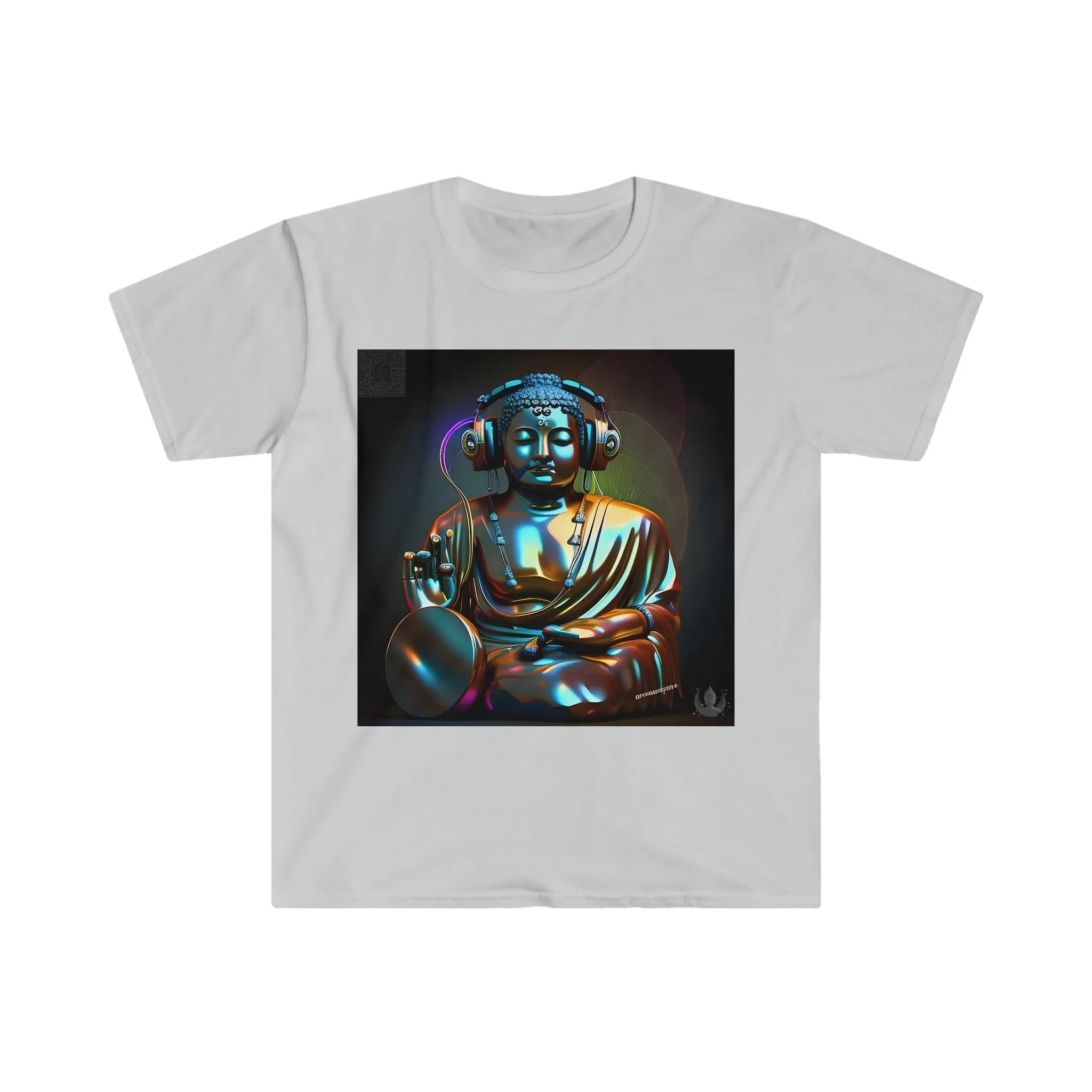 Meta Zen Future Retro v4 - Statue Of A Buddha With Headphones Subtle Smile - Ascii / Ansi Art - Alchemystics.Org