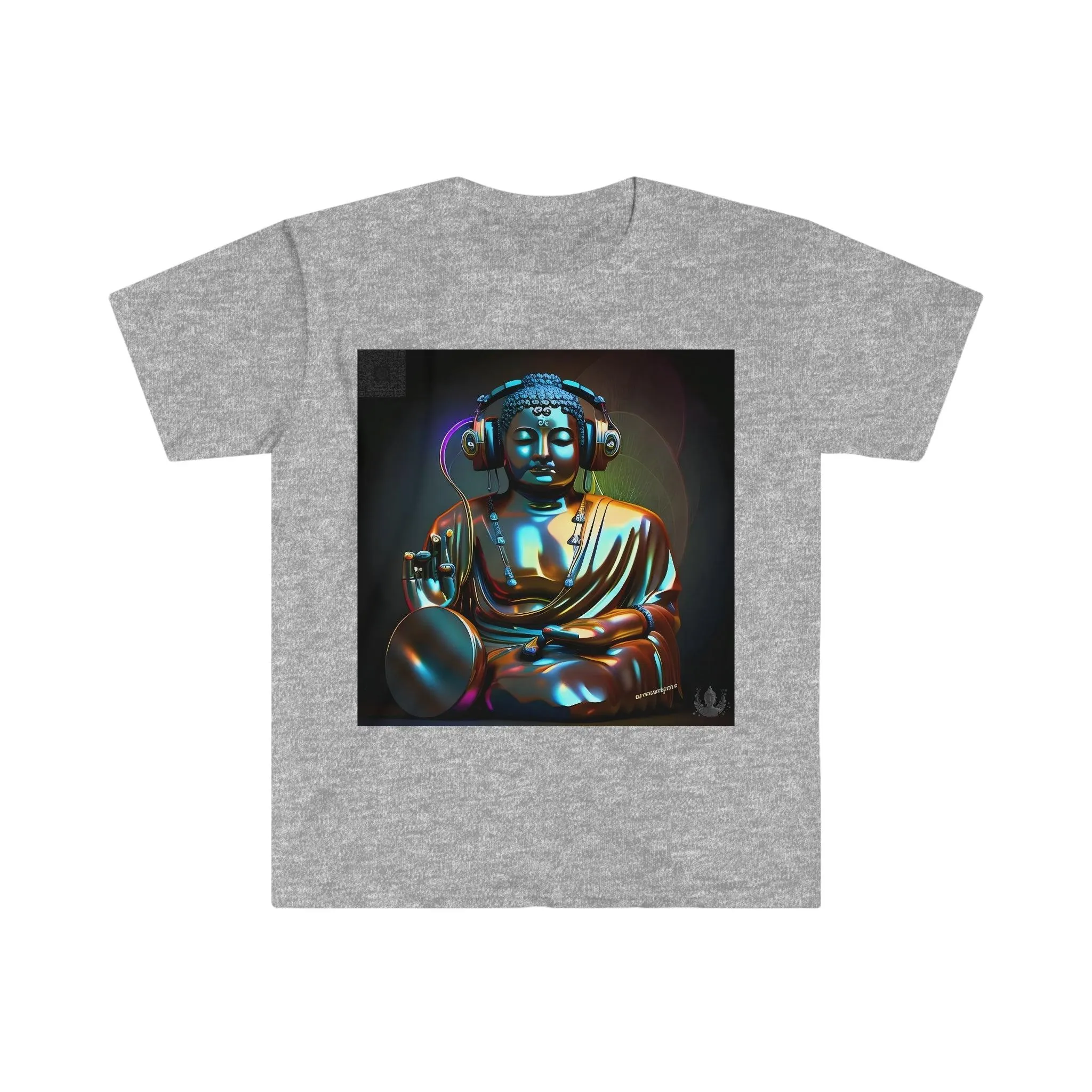 Meta Zen Future Retro v4 - Statue Of A Buddha With Headphones Subtle Smile - Ascii / Ansi Art - Alchemystics.Org