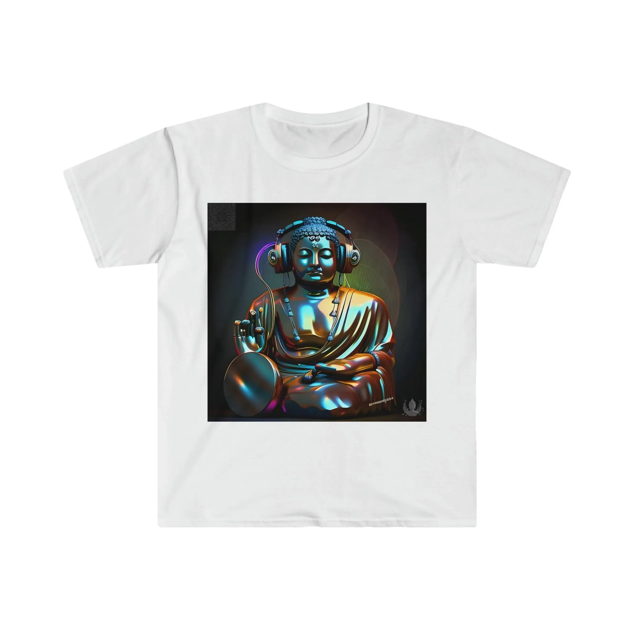 Meta Zen Future Retro v4 - Statue Of A Buddha With Headphones Subtle Smile - Ascii / Ansi Art - Alchemystics.Org