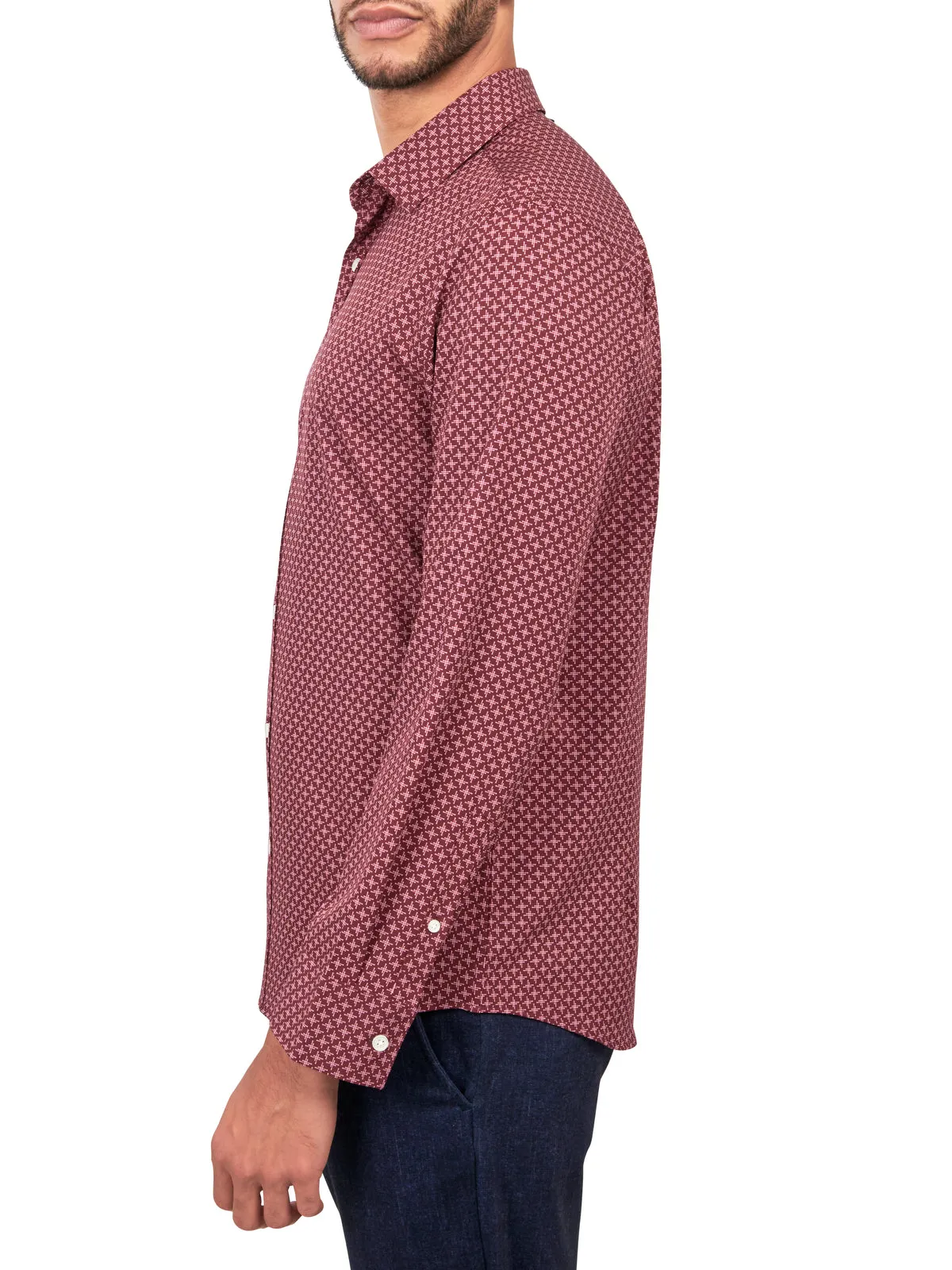 Micro Cross Hatch Long Sleeve Shirt