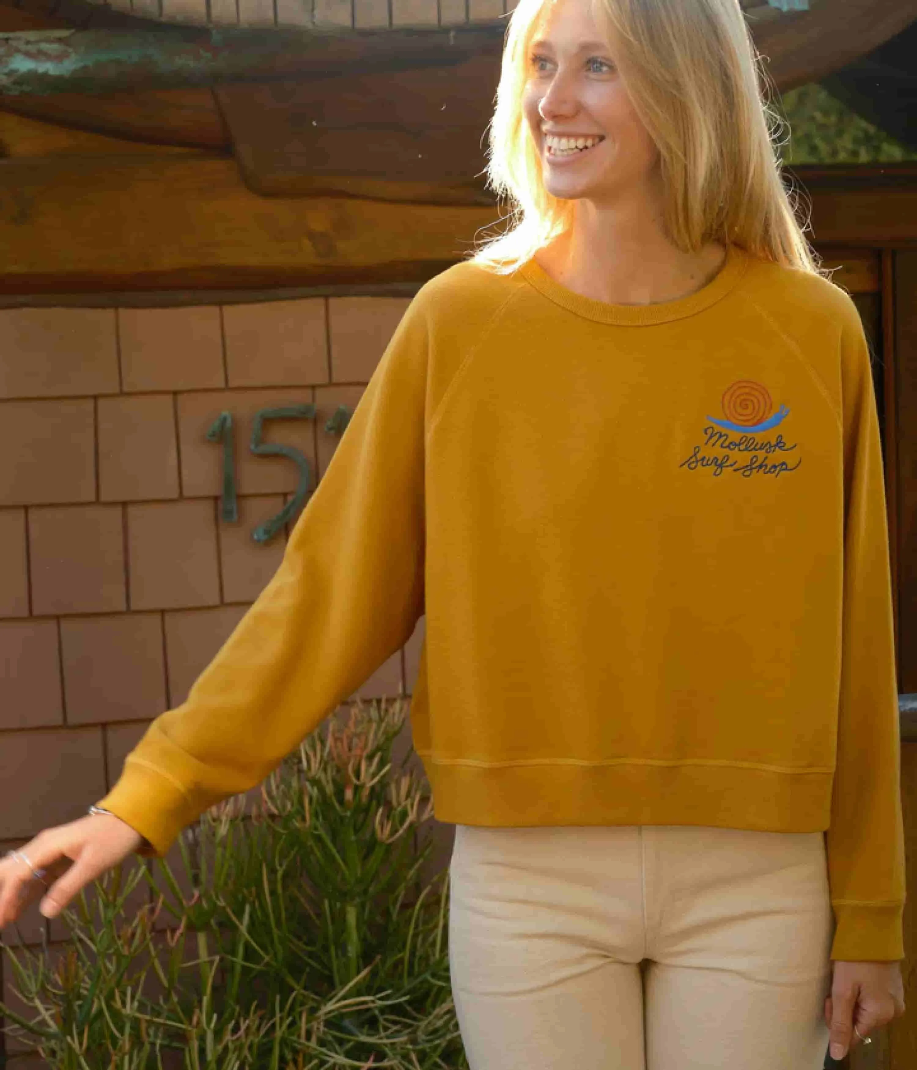 Mollusk Womens Snail Crewneck Sweatshirt - Mustard