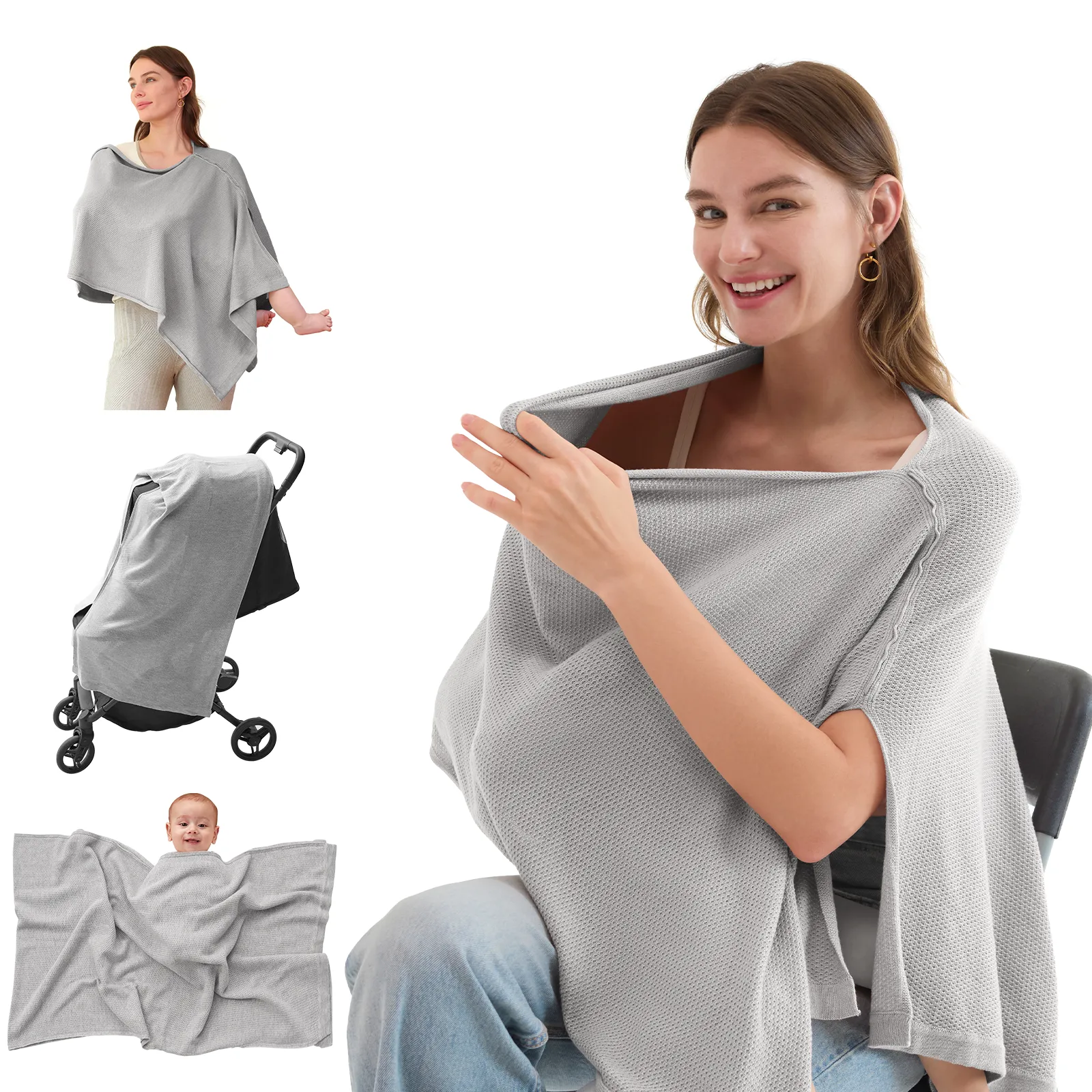 Momcozy Nursing Cover - Soft, Breathable, Multi-Use Privacy Poncho