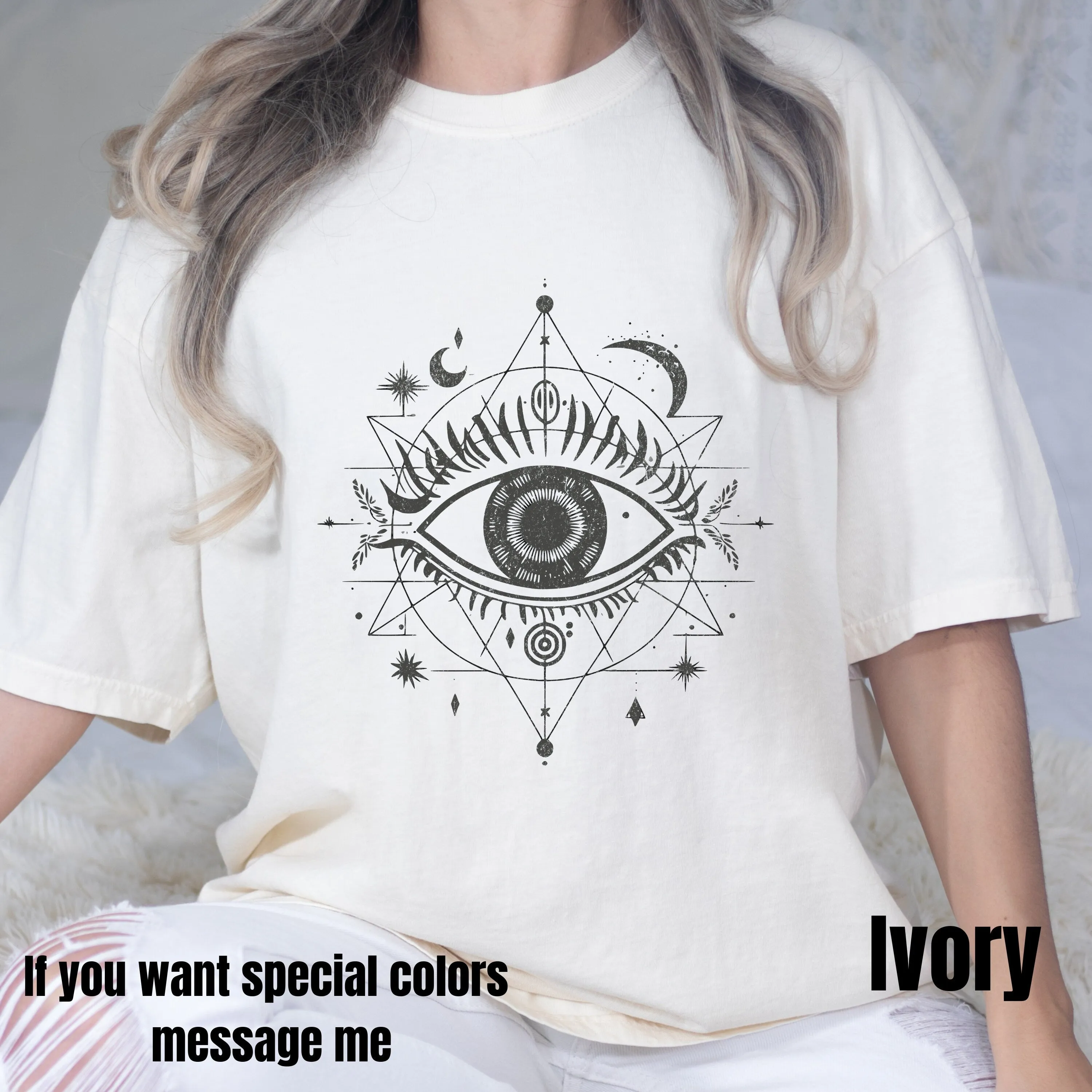 Mystical Eye Symbol Graphic T-Shirt, Esoteric All Seeing Eye Tee, Boho Occult Moon Phases Shirt, Mother's Day Sweatshirt