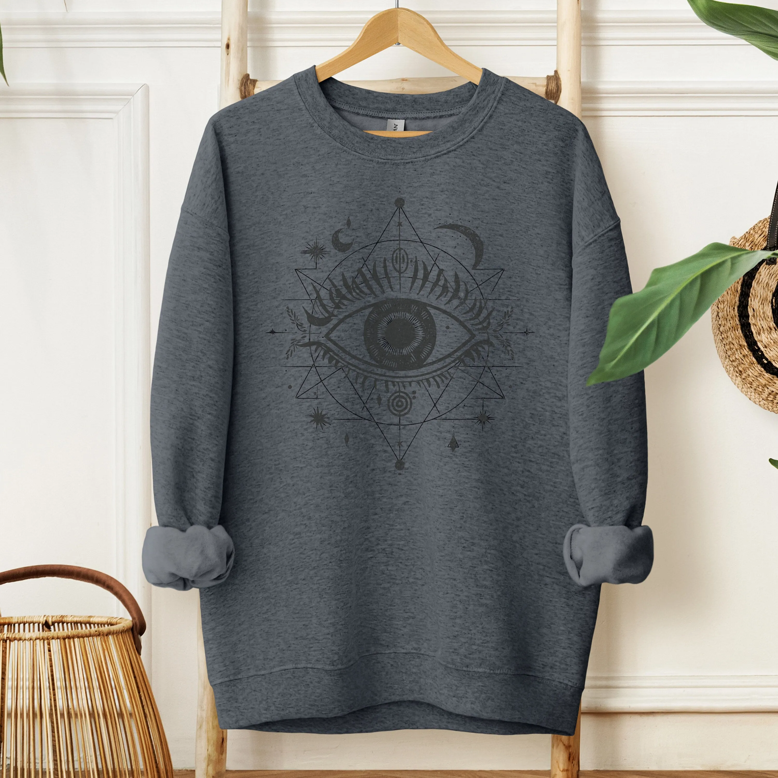 Mystical Eye Symbol Graphic T-Shirt, Esoteric All Seeing Eye Tee, Boho Occult Moon Phases Shirt, Mother's Day Sweatshirt