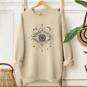 Mystical Eye Symbol Graphic T-Shirt, Esoteric All Seeing Eye Tee, Boho Occult Moon Phases Shirt, Mother's Day Sweatshirt