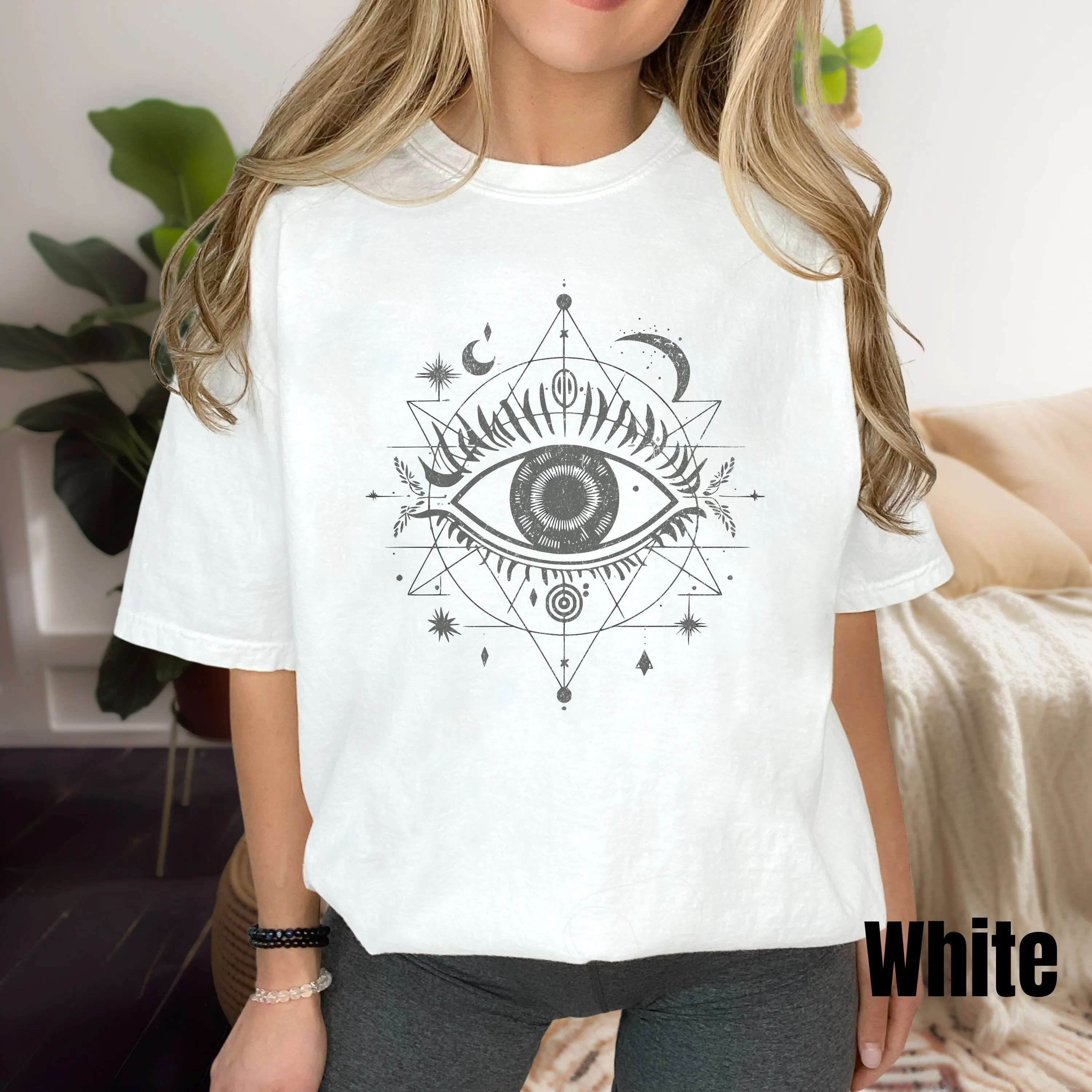 Mystical Eye Symbol Graphic T-Shirt, Esoteric All Seeing Eye Tee, Boho Occult Moon Phases Shirt, Mother's Day Sweatshirt