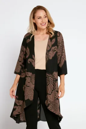 Nadine Chiffon Jacket - Black/Cocoa Print