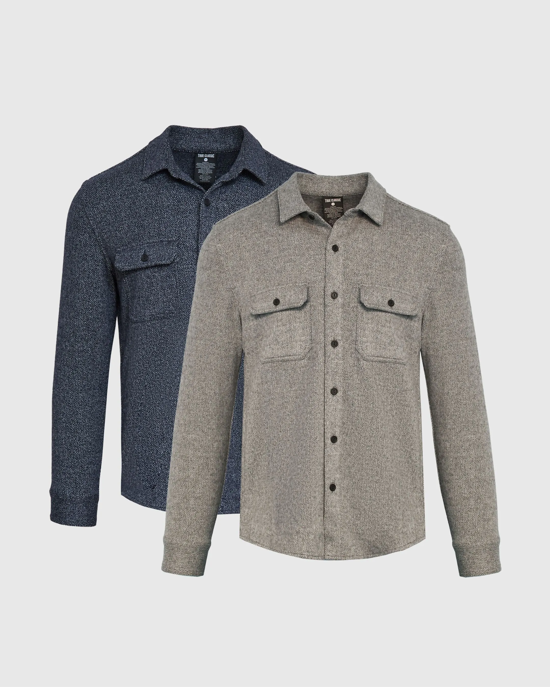 Navy & Light Gray Sweater Shirt Jacket 2-Pack