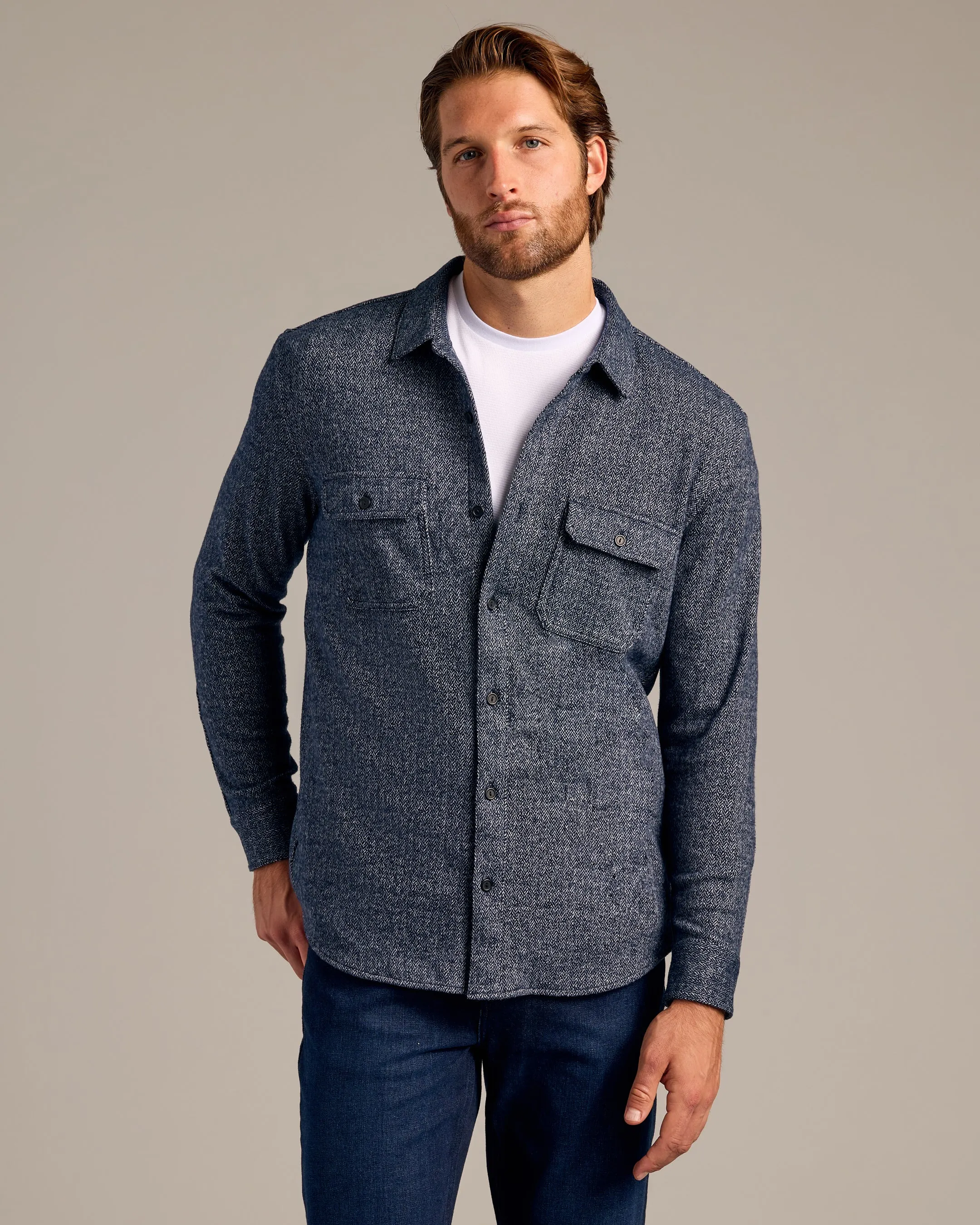 Navy & Light Gray Sweater Shirt Jacket 2-Pack